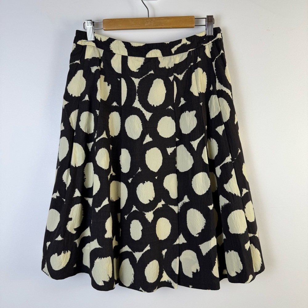 Moschino Brown Cream Abstract Polka Dot A-Line Pleated Skirt Size 8 Medium